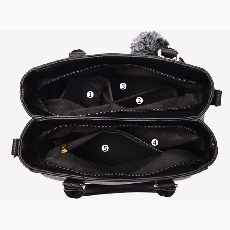 Women’s Leather Handbag – Embroidered Messenger Bag for Daily Use