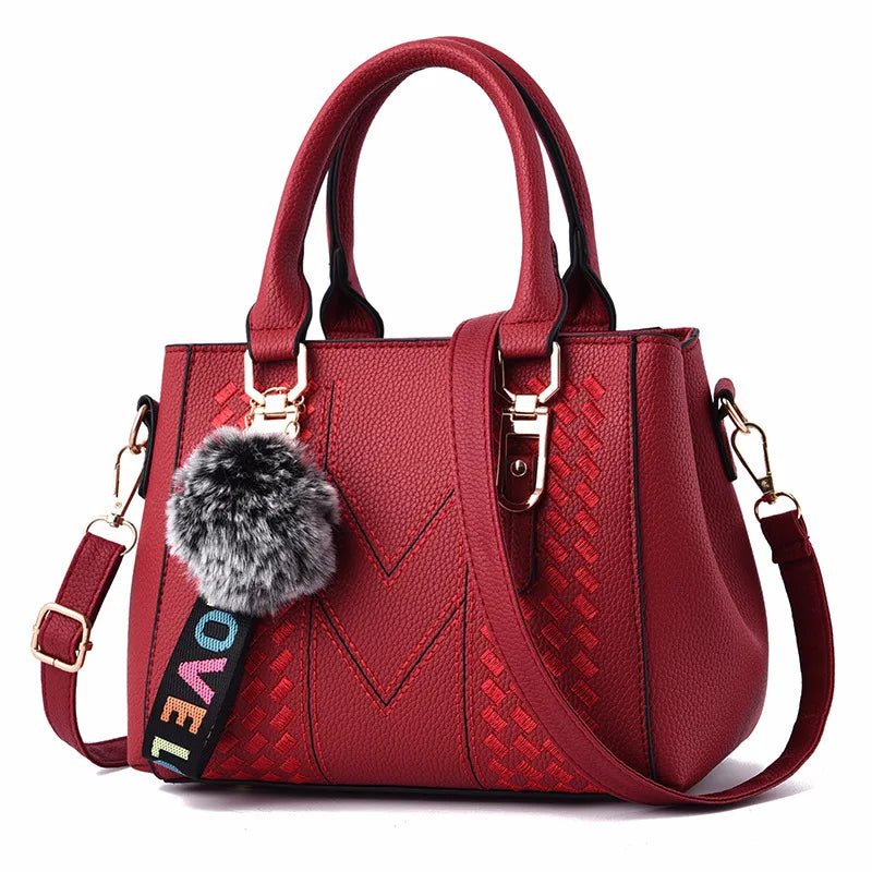 Women’s Leather Handbag – Embroidered Messenger Bag for Daily Use