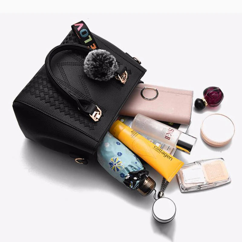 Women’s Leather Handbag – Embroidered Messenger Bag for Daily Use