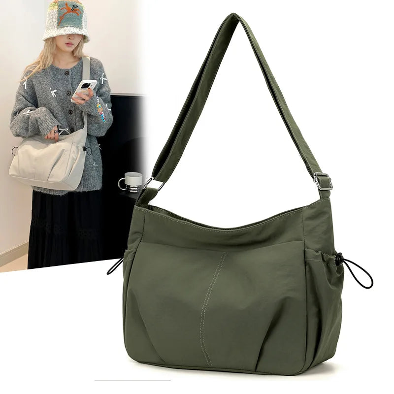 Lightweight Ladies Shoulder Bag – Solid Color Waterproof Crossbody Bag