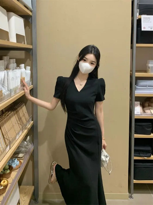 Street Style Summer Dress – Plus Size V-Neck Long Skirt Dress