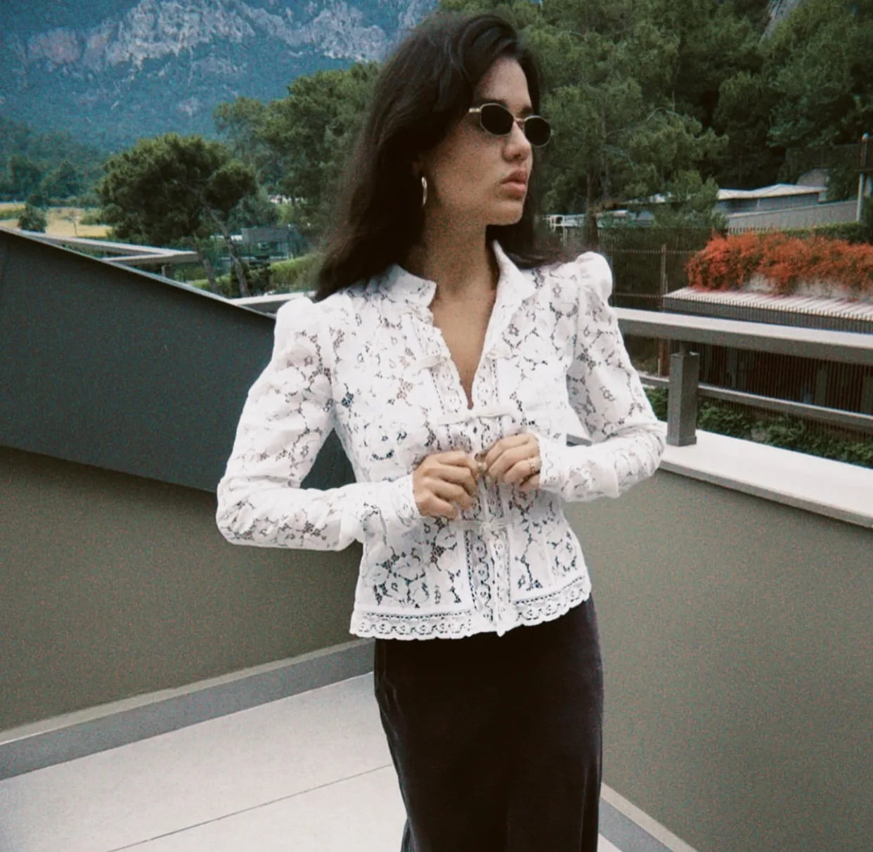 Fashion Commute Top – Hollow Out Lace See-Through Shirt