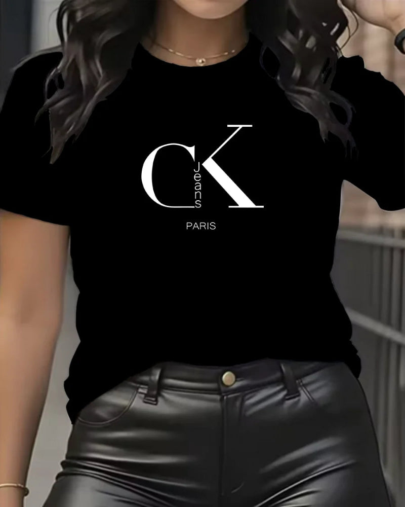 Chic & Casual – Women’s Luxury Cartoon Crew Neck Tee