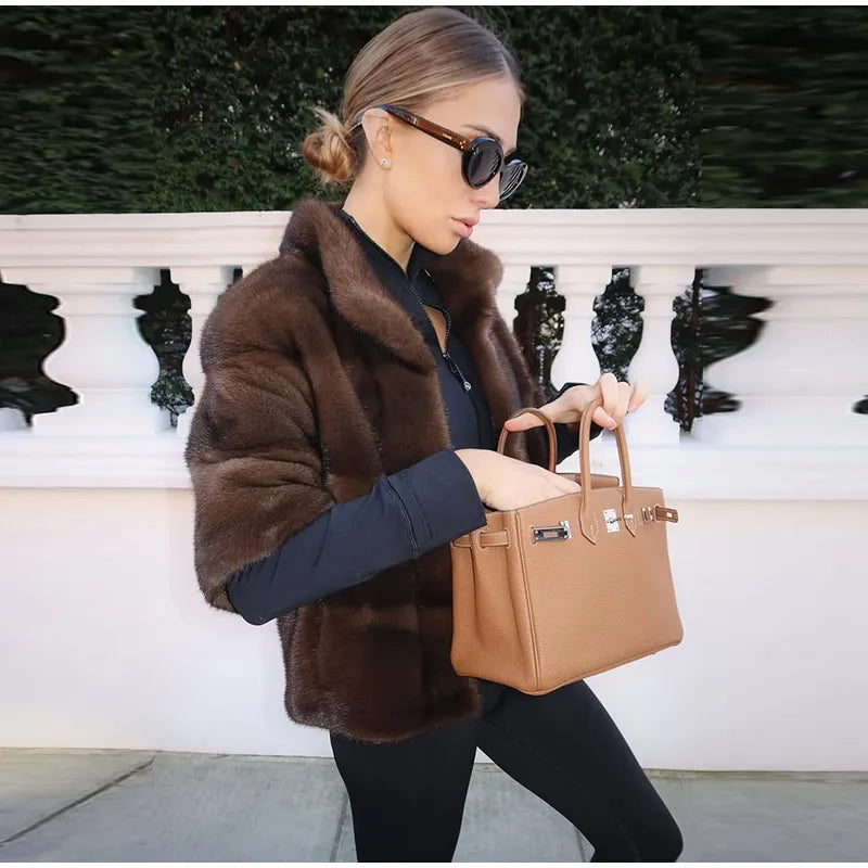 Brown Real Fur Coat – 6-Way Convertible Multi-Length Women’s Overcoat