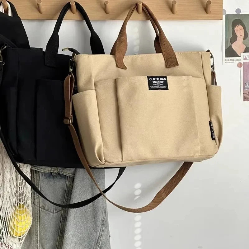Student Commuting Canvas Bag – Large Capacity Single Shoulder Tote