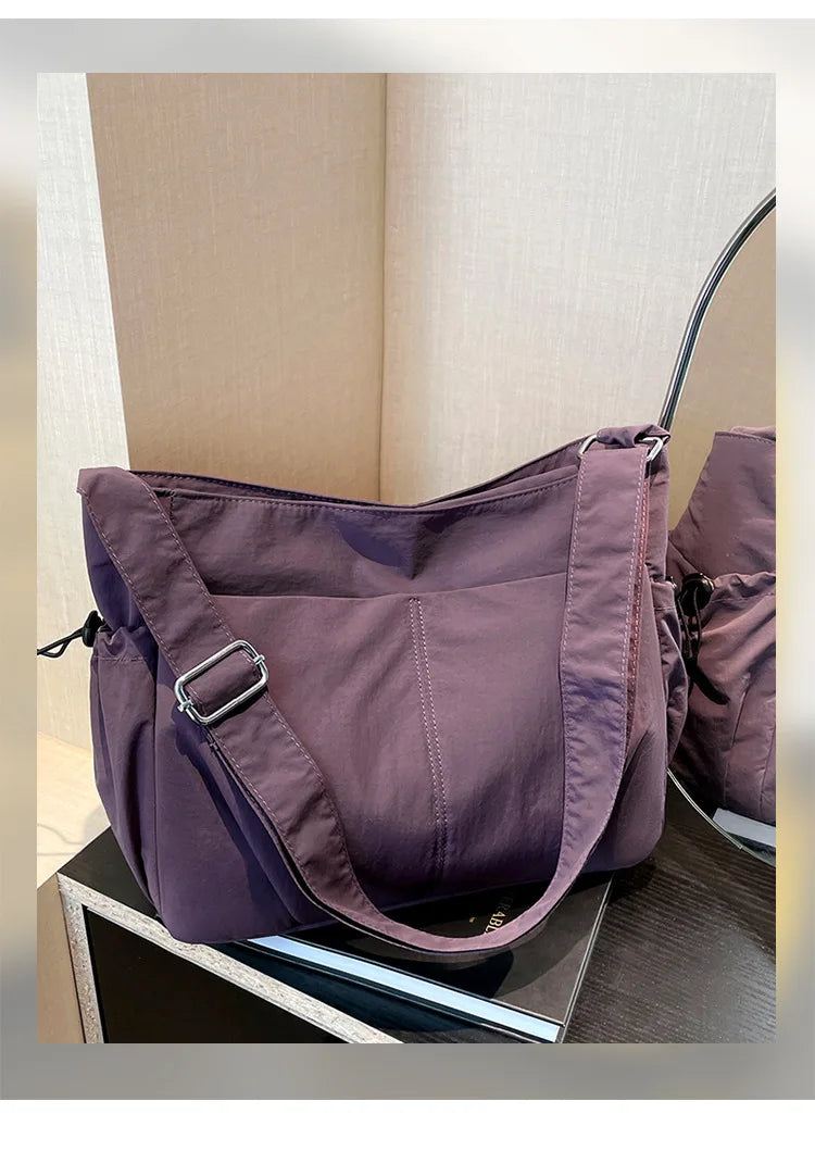 Lightweight Ladies Shoulder Bag – Solid Color Waterproof Crossbody Bag