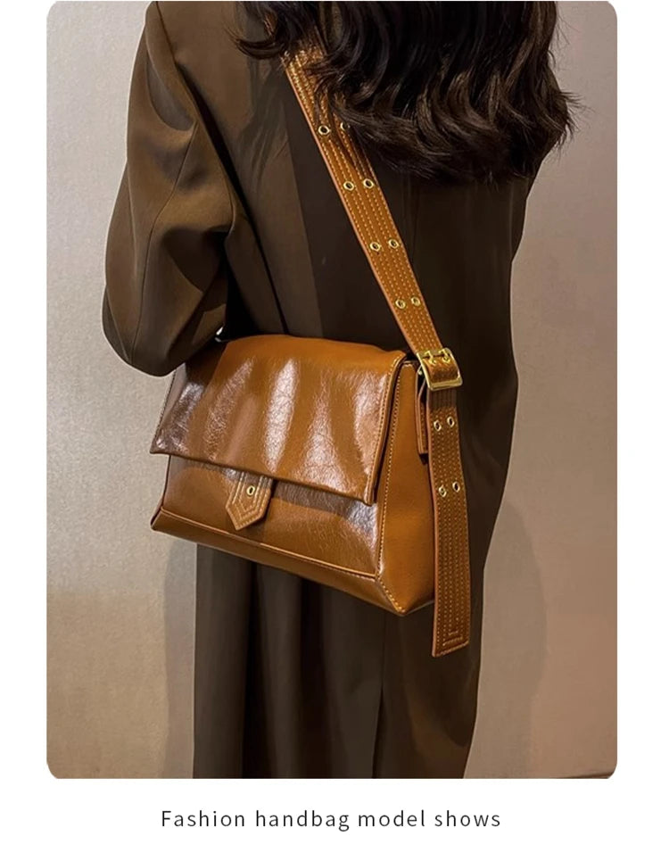 Autumn Winter Women’s Tote Bag – FOXER Simple Split Leather Crossbody Bag