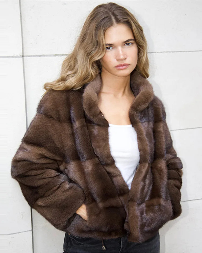 Brown Real Fur Coat – 6-Way Convertible Multi-Length Women’s Overcoat