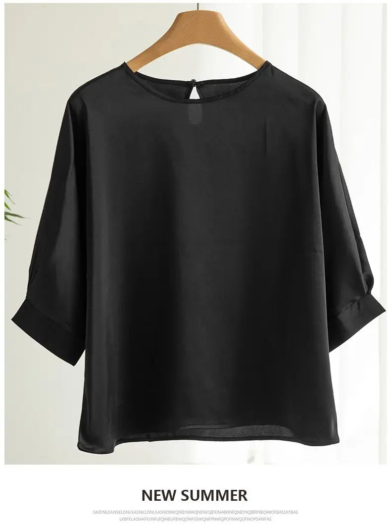 Elegant & Lightweight – Women’s Satin Silk Half-Sleeve Tee 2025
