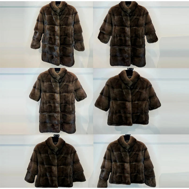 Brown Real Fur Coat – 6-Way Convertible Multi-Length Women’s Overcoat