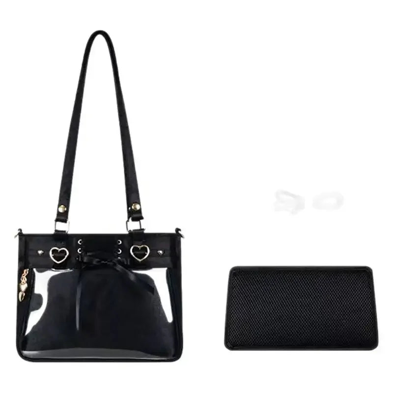 Square Love Heart Handbag – Women’s Bandage Bow Shoulder Bag