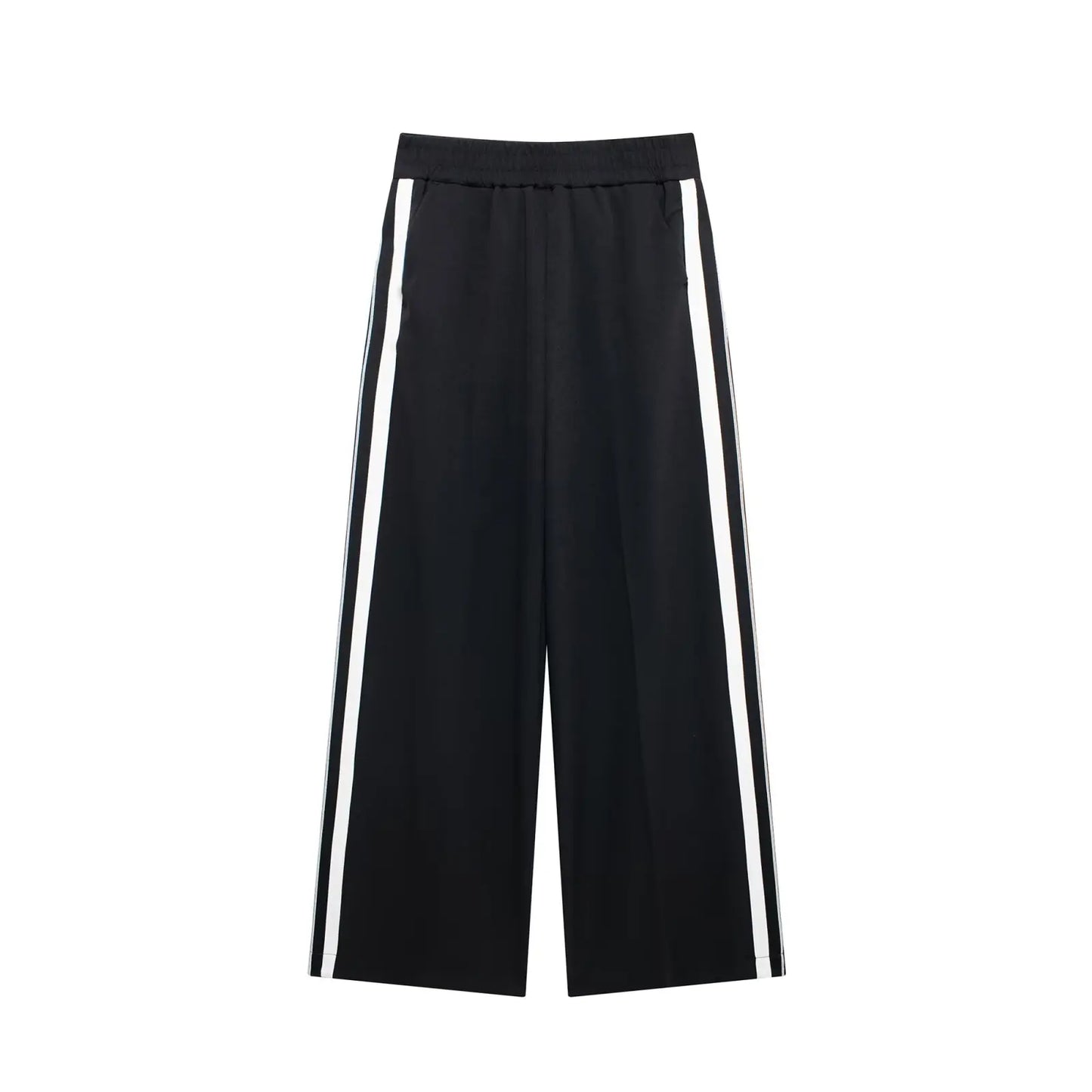 TRAFZA Vintage Women’s Outfit – Short Black Jacket & Black White Patchwork Pants