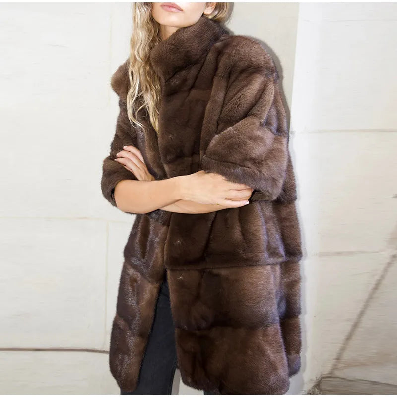 Brown Real Fur Coat – 6-Way Convertible Multi-Length Women’s Overcoat