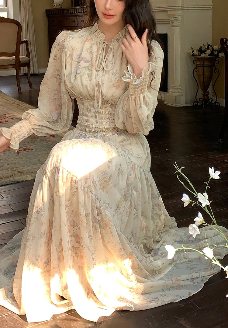 Trendy Women’s Beach Dress – Bohemian Long Sleeve Chiffon Dress
