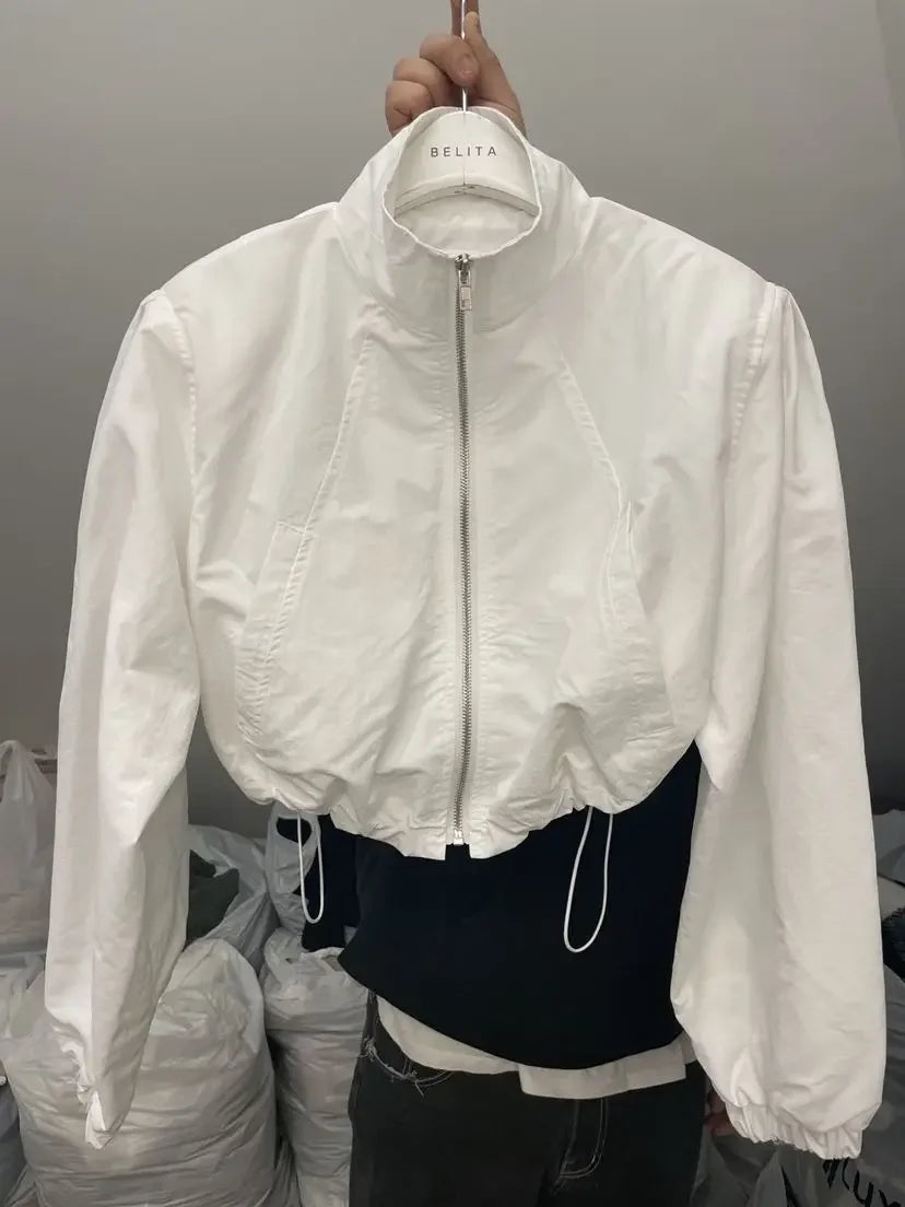 Street Style Cropped Jacket – Fashionable Oversized Women’s Wear