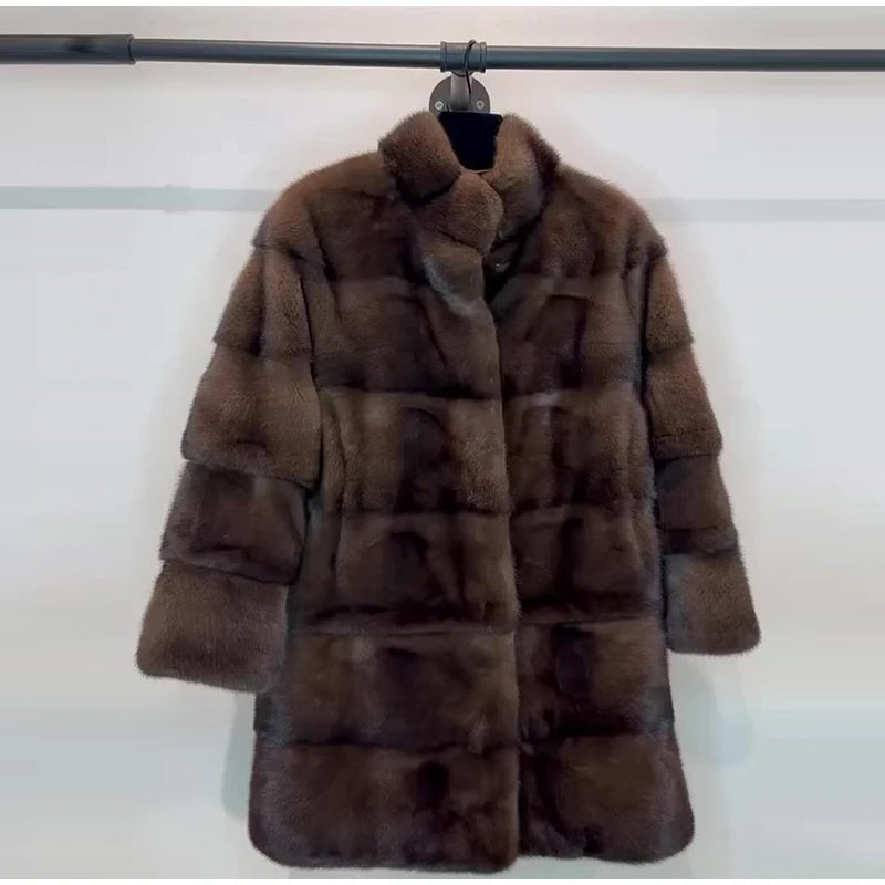 Brown Real Fur Coat – 6-Way Convertible Multi-Length Women’s Overcoat