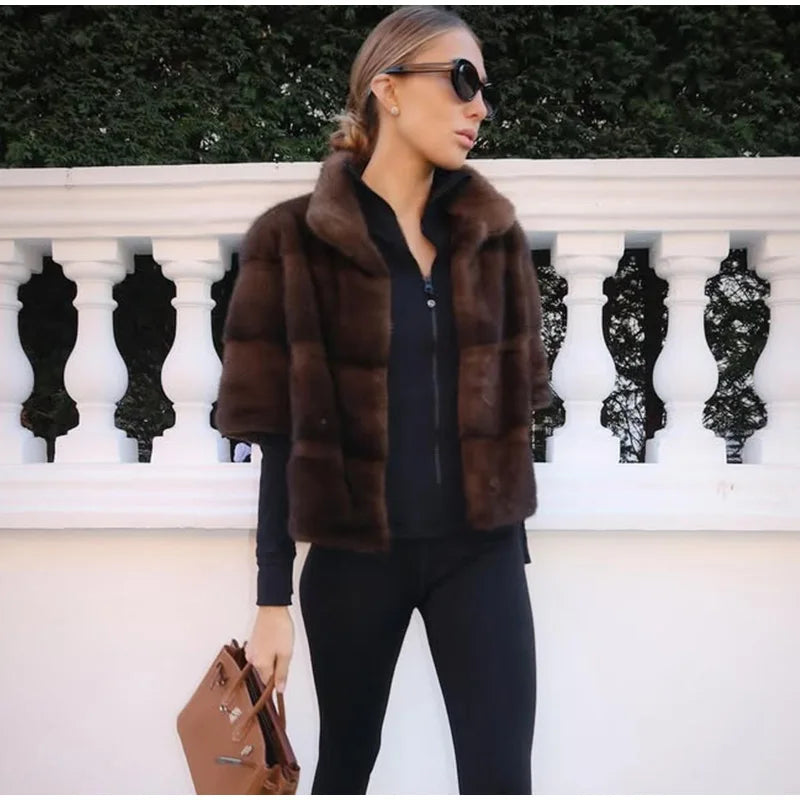 Brown Real Fur Coat – 6-Way Convertible Multi-Length Women’s Overcoat