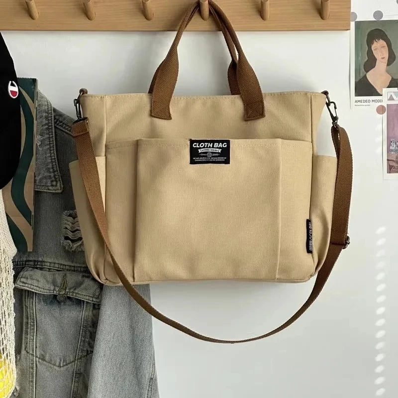 Student Commuting Canvas Bag – Large Capacity Single Shoulder Tote