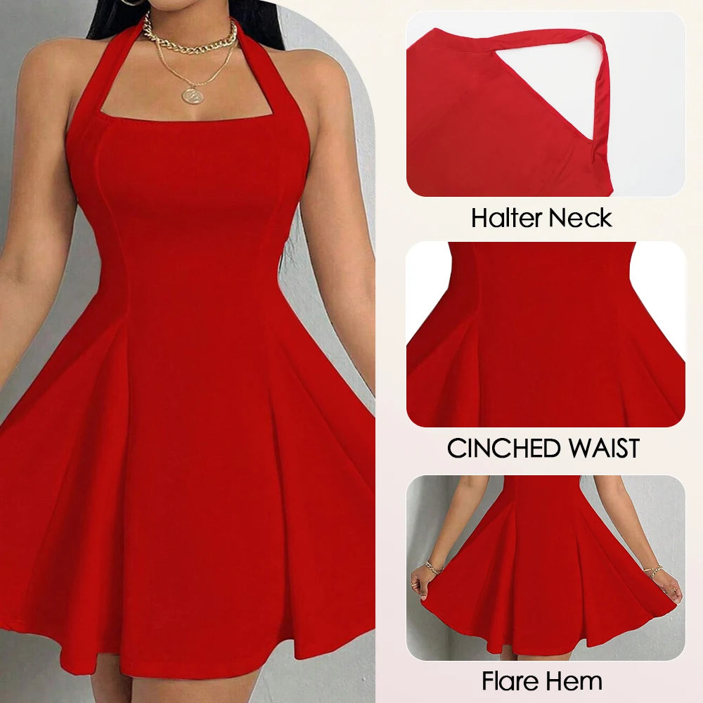 Fashion Must-Have – Elegant Pleated Halter Dress Women