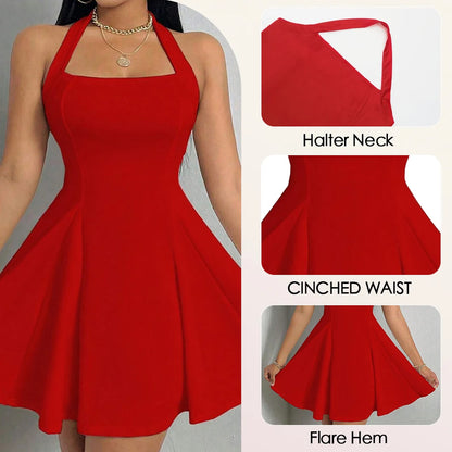 Fashion Must-Have – Elegant Pleated Halter Dress Women