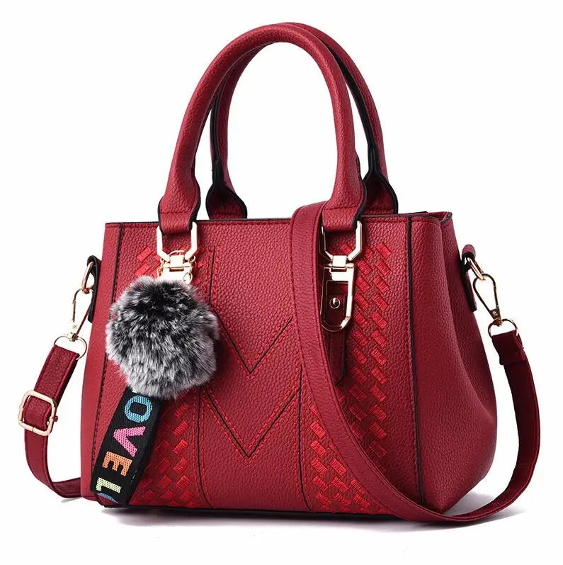 Women’s Leather Handbag – Embroidered Messenger Bag for Daily Use