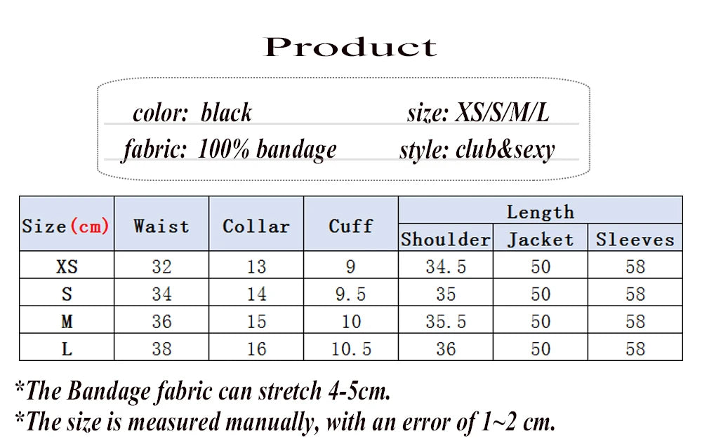 Autumn Winter Fashion Bandage Jacket – Women’s Party Night Outwear