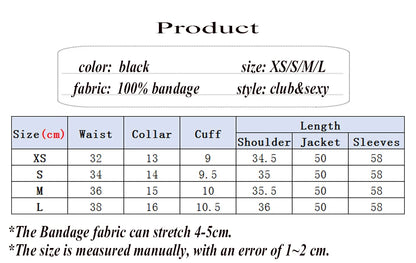 Autumn Winter Fashion Bandage Jacket – Women’s Party Night Outwear