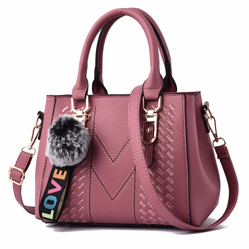 Women’s Leather Handbag – Embroidered Messenger Bag for Daily Use