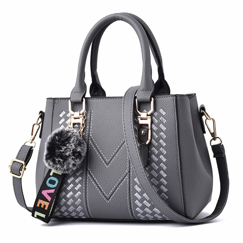 Women’s Leather Handbag – Embroidered Messenger Bag for Daily Use