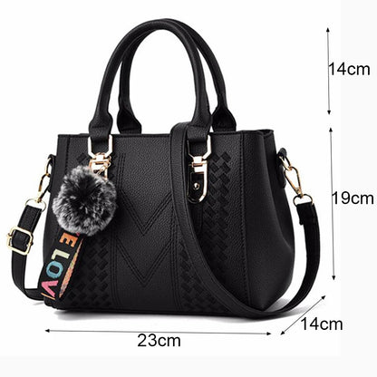 Women’s Leather Handbag – Embroidered Messenger Bag for Daily Use