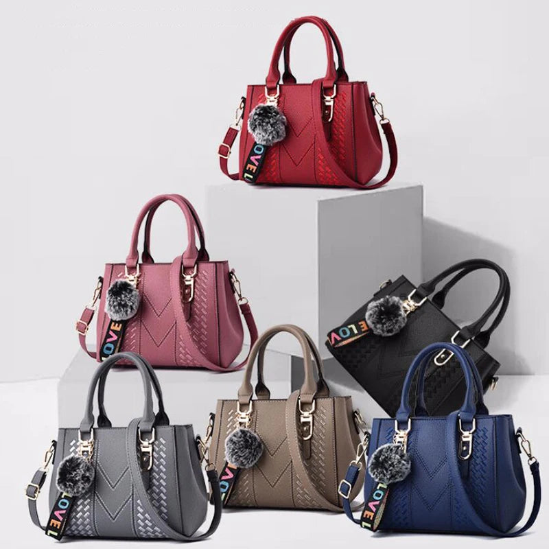 Women’s Leather Handbag – Embroidered Messenger Bag for Daily Use
