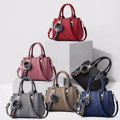 Women’s Leather Handbag – Embroidered Messenger Bag for Daily Use