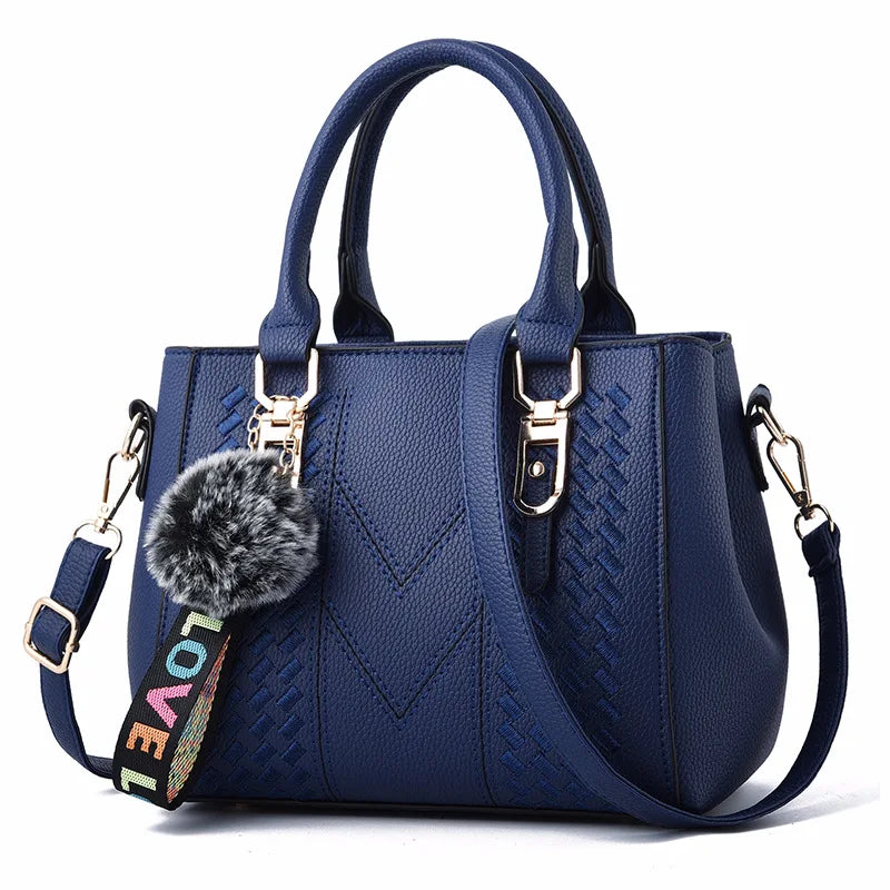 Women’s Leather Handbag – Embroidered Messenger Bag for Daily Use