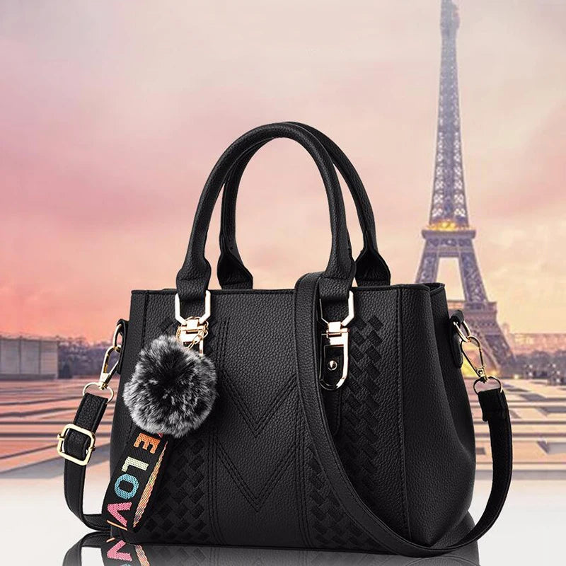 Women’s Leather Handbag – Embroidered Messenger Bag for Daily Use