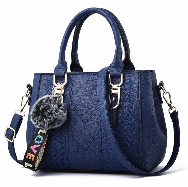 Women’s Leather Handbag – Embroidered Messenger Bag for Daily Use
