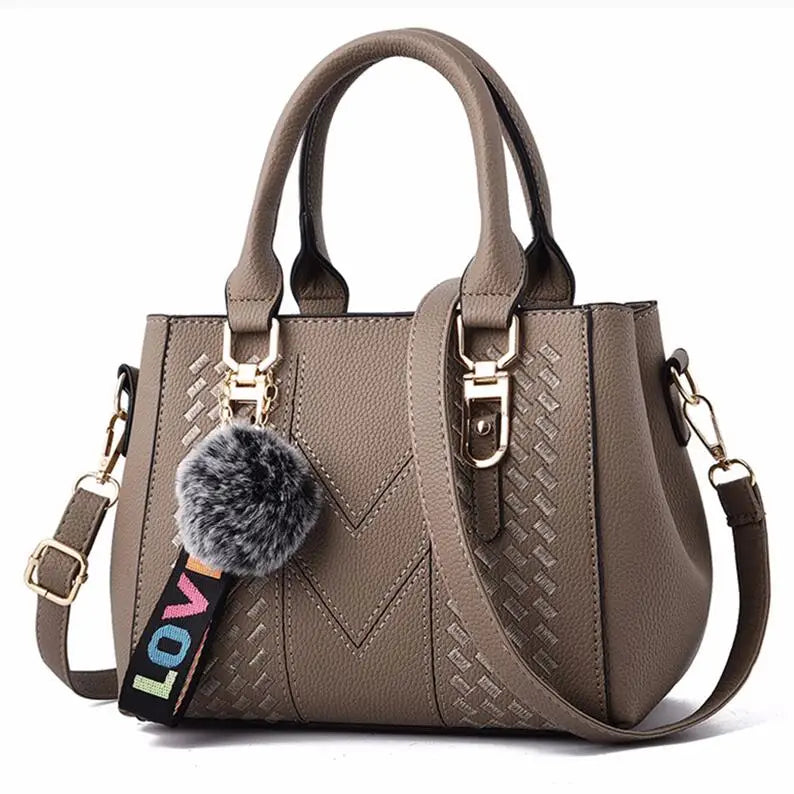 Women’s Leather Handbag – Embroidered Messenger Bag for Daily Use