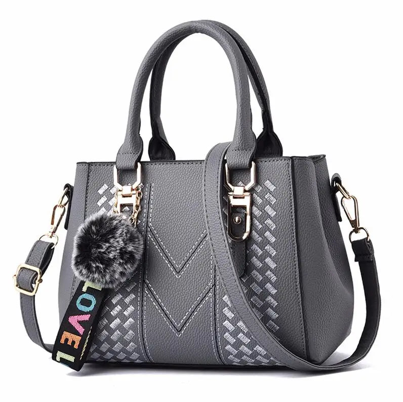 Women’s Leather Handbag – Embroidered Messenger Bag for Daily Use
