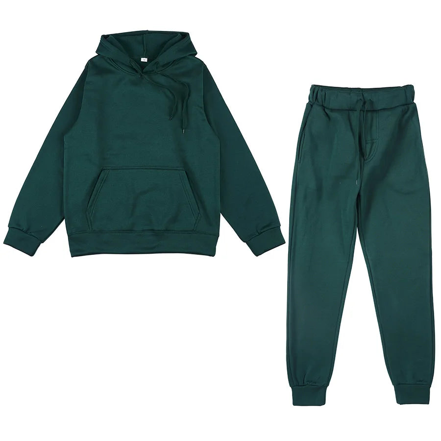 Spring Autumn Tracksuit – Women’s Hoodie + Sweatpants 2-Piece