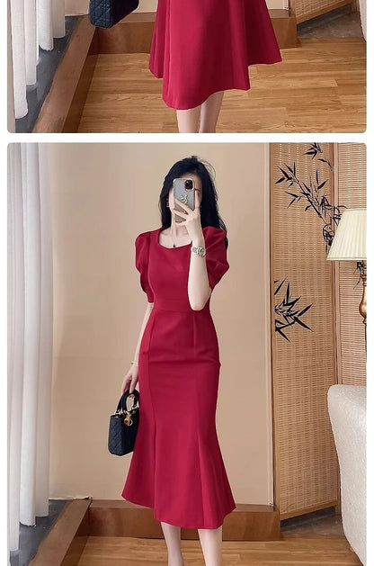 Women’s Stylish Summer Dress – High Waist Slimming Korean Dress