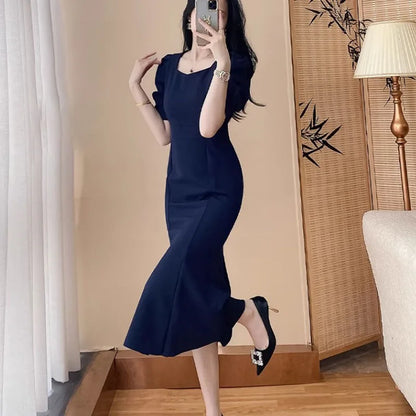 Women’s Stylish Summer Dress – High Waist Slimming Korean Dress