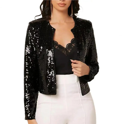Shiny & Chic – Glitter Sequin Loose Jacket for Women