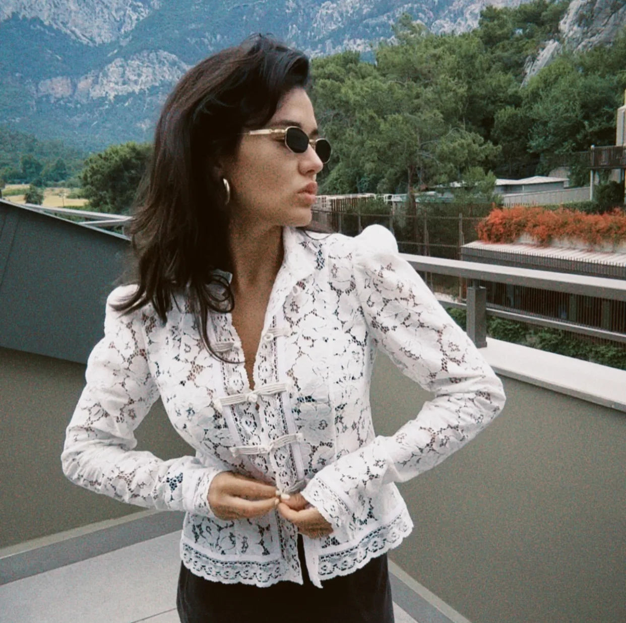 Fashion Commute Top – Hollow Out Lace See-Through Shirt
