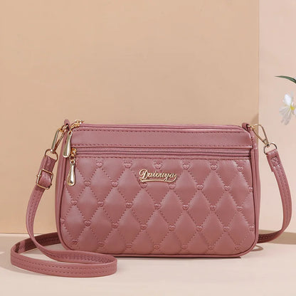 Women’s Leather Handbag – Embroidered Messenger Bag for Daily Use
