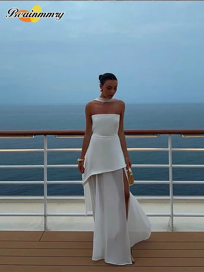 Summer Must-Have – Elegant Strapless Maxi Beach Dress