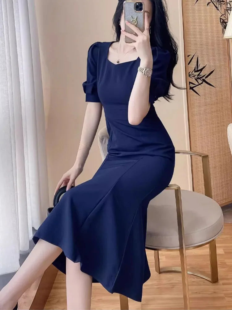 Women’s Stylish Summer Dress – High Waist Slimming Korean Dress