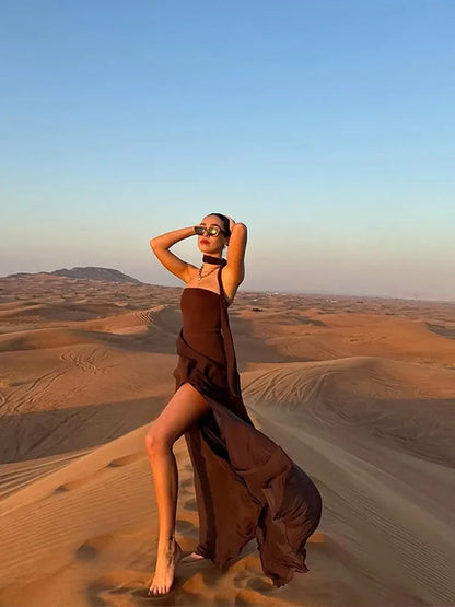 Summer Must-Have – Elegant Strapless Maxi Beach Dress