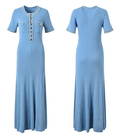 Everyday Style – Elegant Contrasting Knit Maxi Dress for Women