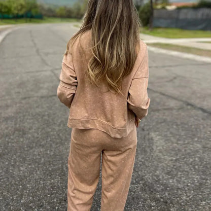 Trendy Women’s Sports Suit – Casual Hoodie & Lace-Up Pants Set