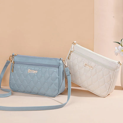 Women’s Leather Handbag – Embroidered Messenger Bag for Daily Use