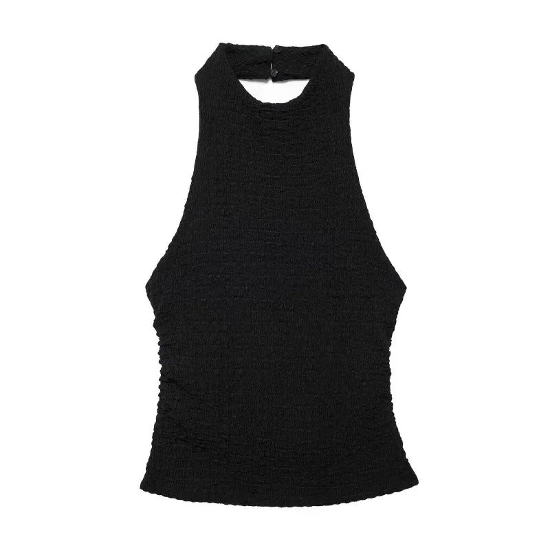 Casual Chic Two-Piece – Halter Top & Straight Pants for Women